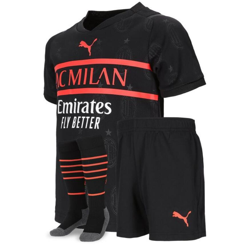 2021/22 AC Milan Kids Third Away Soccer Full Kits Shirt & Shorts & Socks